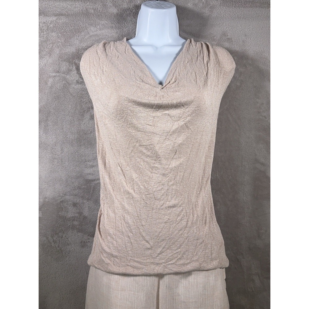 Akemi + Kin Anthropologie Blouse Womens Size‎ Medium Nude Sleeveless Cowl Neck